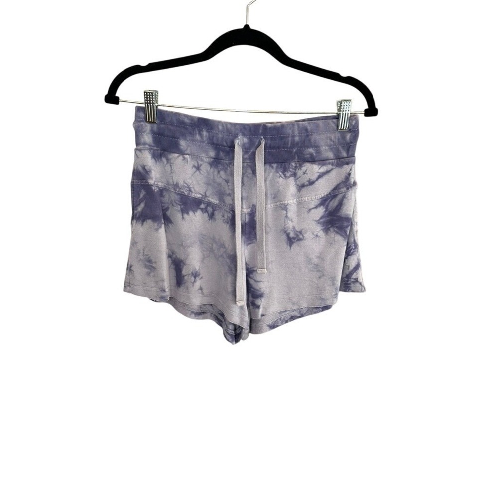 JoyLab Women Purple Tie Dye French Terry Drawstring Shorts Small Pocket Athletic